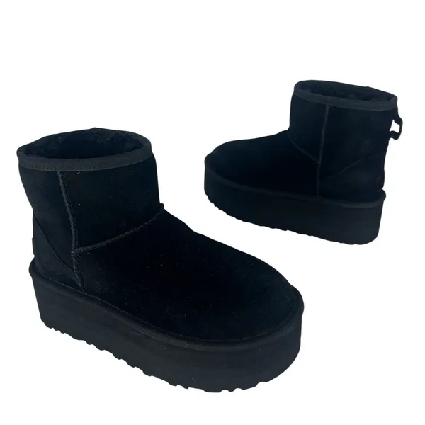 UGG Classic Ultra Mini Platform Boots Black Suede Size‎ 6 - Image 2