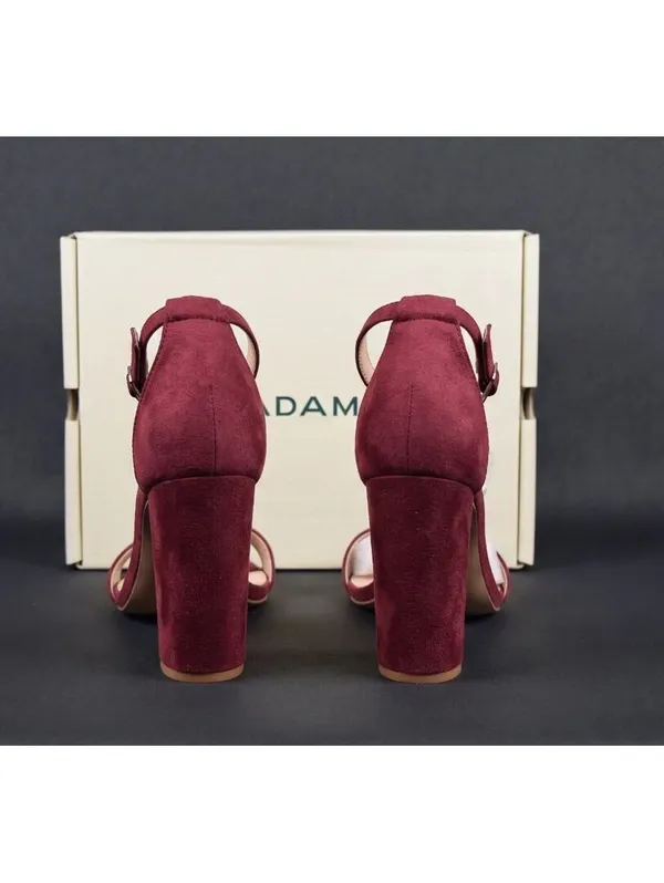 J. Adams Shirley Wine Suede Ankle Strap Block Heel Sandals Size 10 New in Box - Image 2