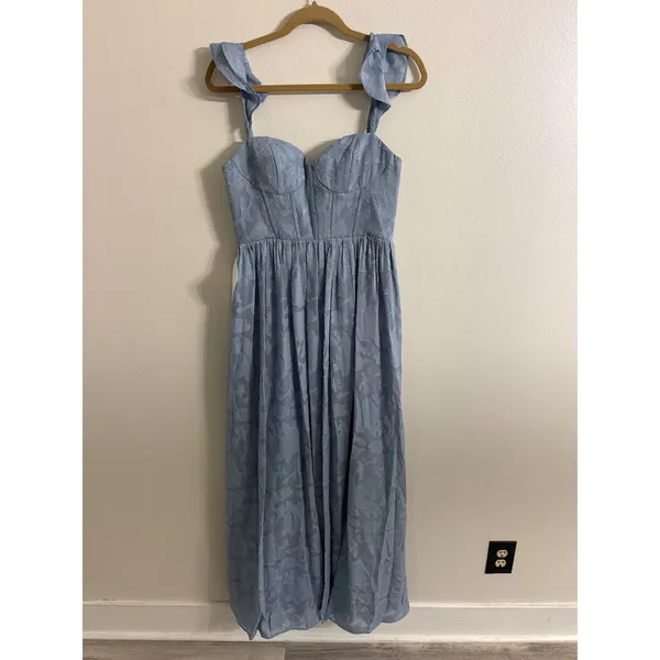 Azazie Denisse Powder Blue Corset Maxi Dress Size 6 New Autumn Wedding Dress - Image 2