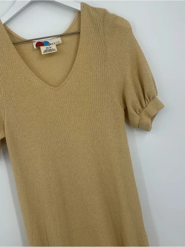 Free People Beach Tan Maxi Knit Dress Size XS Boho Beachy Festival V Neck - Image 7