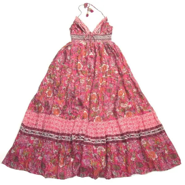 NWT Free People Real Love Maxi in Meadow Combo Floral Cotton Halter Dress L - Image 4