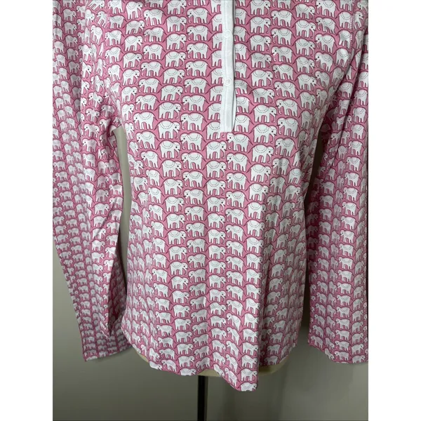 Roller Rabbit Hathi Pima Cotton Pink Elephant-Print Long-Sleeve Pajama Set XS - Image 6