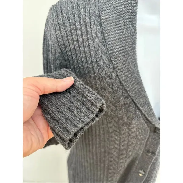 Brooks Brothers 346 Merino Wool Cable Knit Cardigan X-Small Gray Preppy - Image 7