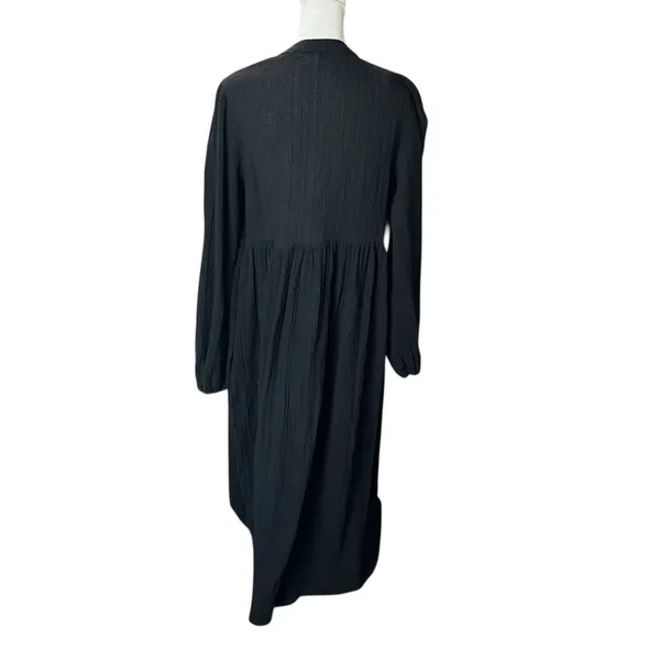 Frances Hart Black Gauze Maternity Midi Dress Long Sleeve Pockets XS - Image 4