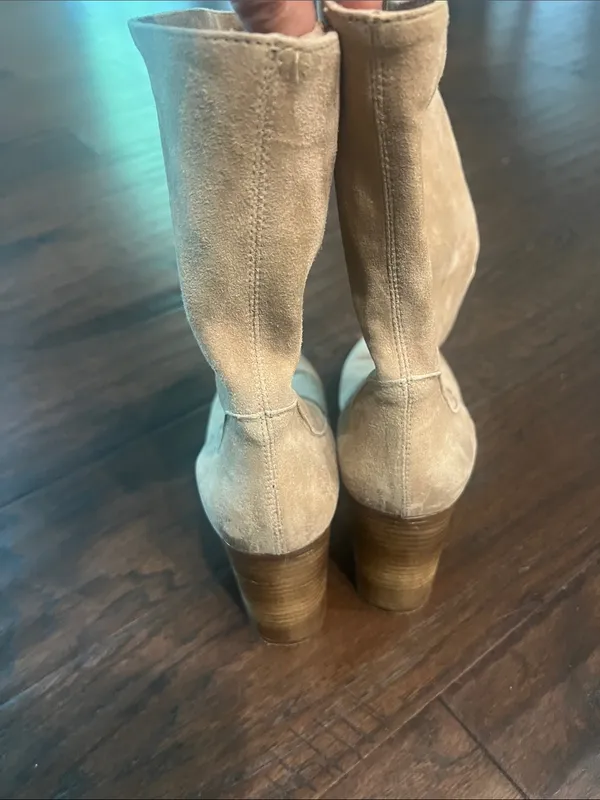 Free People Tan Soft Suede Heeled Boots 9 Made in Italy GUC - Image 7