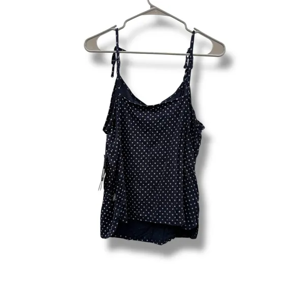 Eddie Bauer NWT Gatecheck Tie Strap Tank Top Women's Medium Navy Polka‎ Dot - Image 2