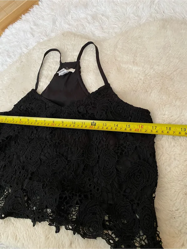Streetwear Society black double layer black lace cami shirt tank top woman’s M - Image 6