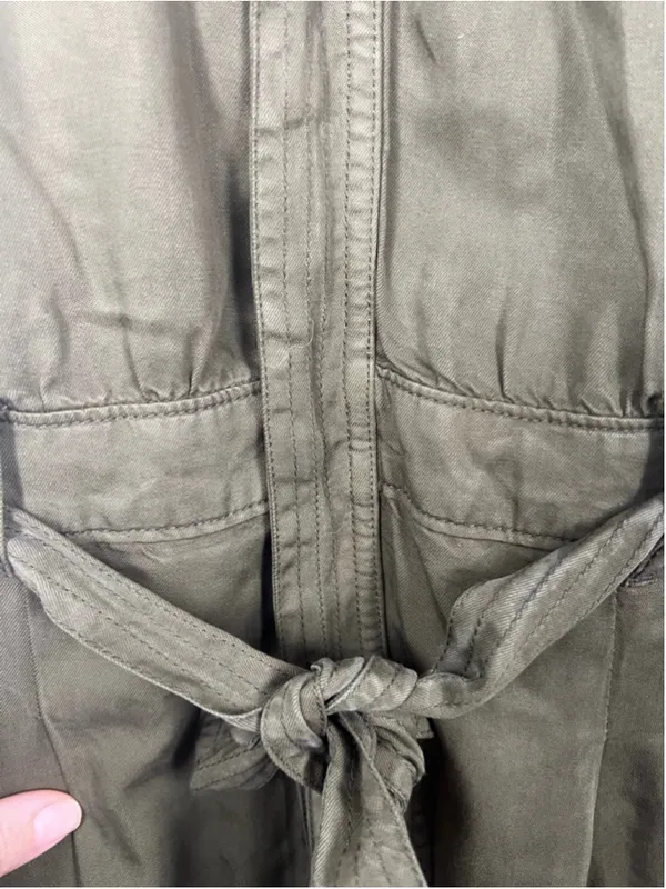 Abercrombie & Fitch Womens Olive Utility Jumpsuit XS Sleeveless Belted Zip Front - Image 4
