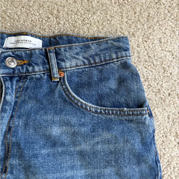 Zara Jean Skirt Womens Blue Y2K festival Denim Flat raw hem Front Mini medium - Image 5