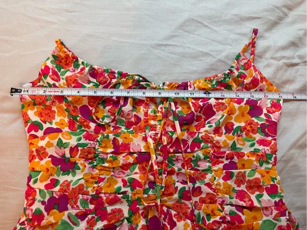 Princess Polly Barrett Mini Dress Multi Floral Size 12 Ruched Y2K - Image 10