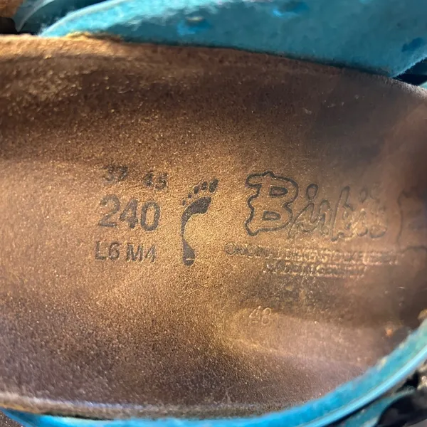 Birkenstock Birki's Salina Sandals 37 L6 M4 Blue Leather Perforated Well Worn - Image 7