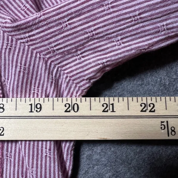 Free People Striped Button Down Shirt Pink White Oversized‎ Small - Image 5