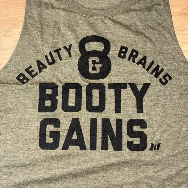Women’s Beauty, Brains, Booty Gains Cropped Tank Top/ Muscle Club Apparel - Image 3