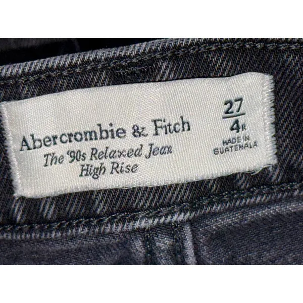 Abercrombie & Fitch 90s Relaxed Jean High Rise Black Straight Leg Jeans Sz 27 4 - Image 3