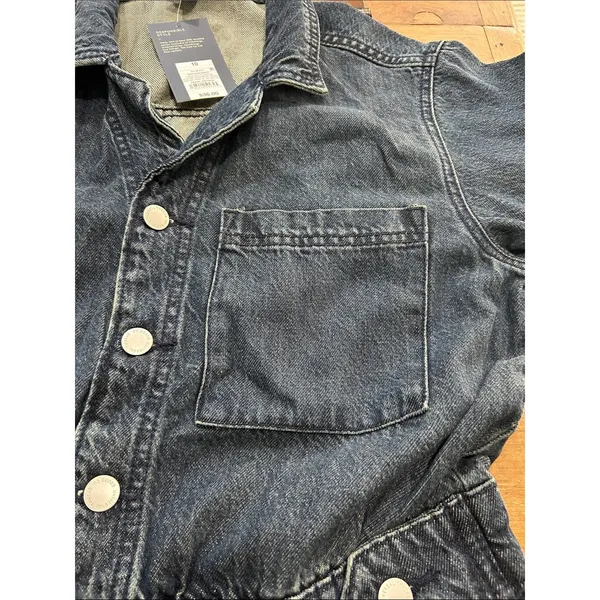 Universal Thread Women’s Denim Utility Romper Long Sleeve Button Front Blue - Image 12