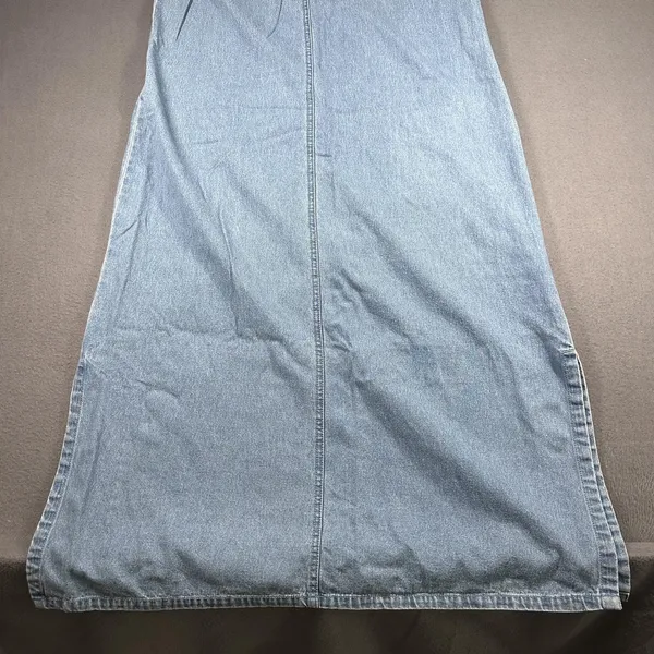 Vtg Mountain Lake Casuals Dress Womens Small Blue Denim Floral Maxi Jumper - Image 11
