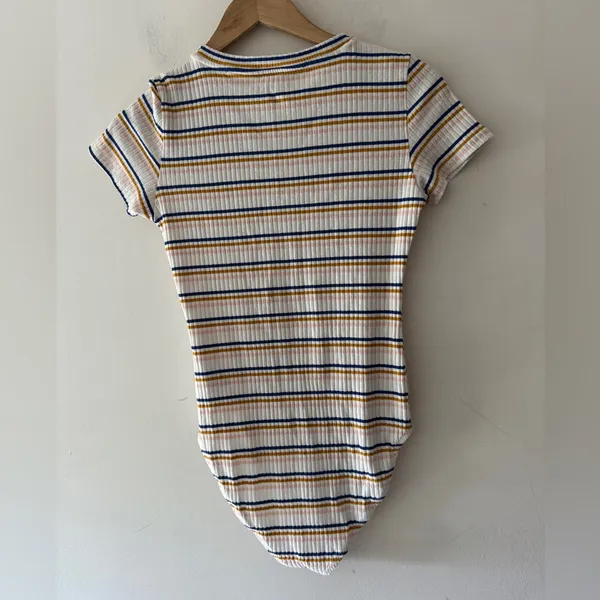 American Eagle Adorable Pastel Striped Bodysuit‎ Short Sleeve - Image 4