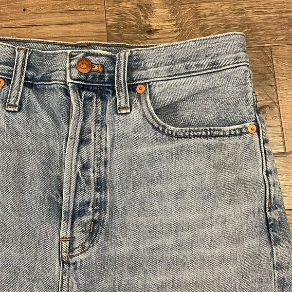High-Rise Long Denim Shorts in Brightwater Wash - Image 4