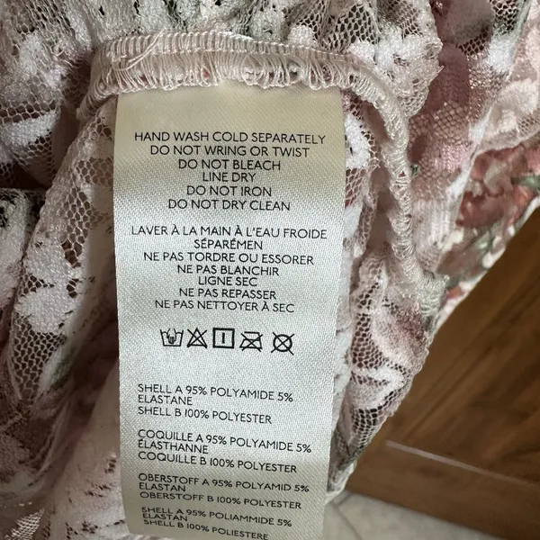 Anthropologie Top XL Sheer Long Sleeve Pullover Stretchy Floral Ruffle Coquette - Image 6