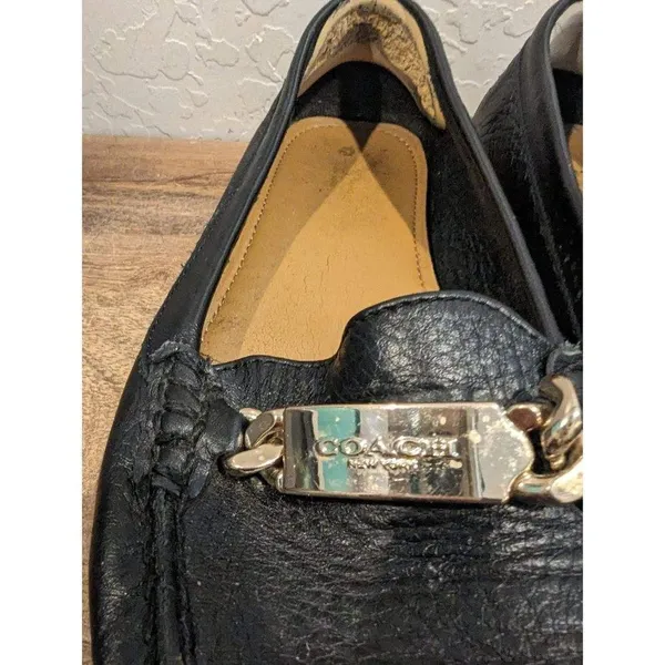 COACH WOMEN'S “OLIVE” Black PEBBLE GRAIN LEATHER LOAFER SHOE SZ 7 A7751 - Image 2