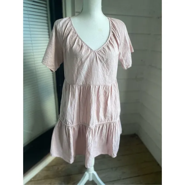 Madewell Linen Blend Lorelei Mini Dress Pale Pink Size S - Image 11