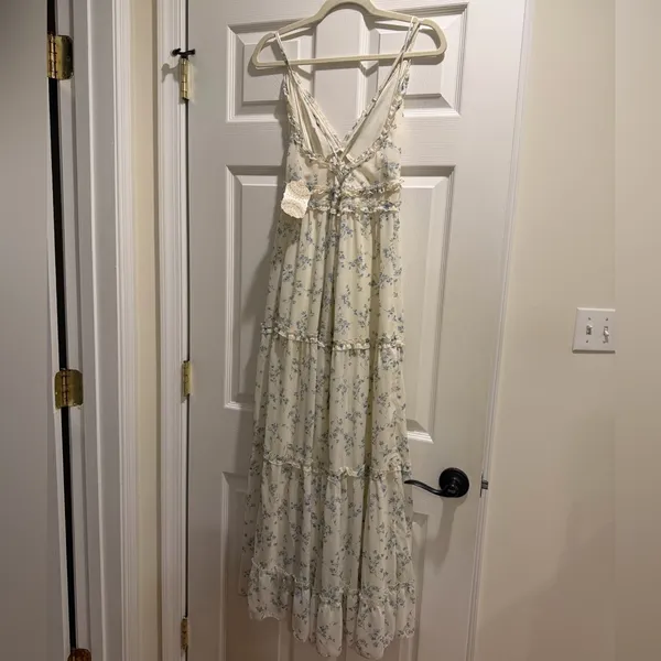 Altar'd State Posie Floral Maxi Dress with Ruffled Trim in Blue - Image 6