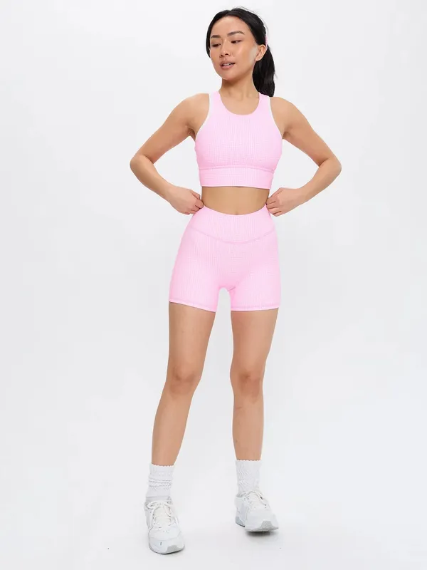Buffbunny Geo Sports Bra Pink Gingham - Large - Image 3