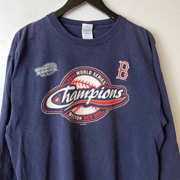 2004 Vintage Y2K Boston Red Sox T Shirt Large L Blue Graphic Tee - Image 12