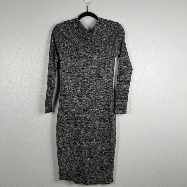 Anthropologie Moth Gray Marbled‎ Knit Cowl Neck Long Sleeve Sweater Dress Small - Image 6