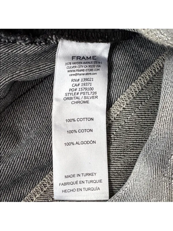 NWT FRAME Pieced Metallic Silver Black Straight Leg Jeans Size 26 Retail $448 - Image 12