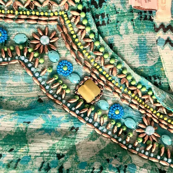 Chicos Beaded Kaftan Top Green Large‎ or XL - Image 10