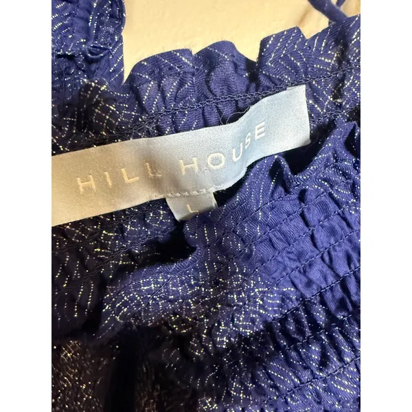 Hill House Athena Nap Dress in Navy Glitter Check Women’s Sz. L - Image 3