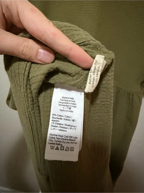 Madewell Crinkle Gauze Dolman Sleeve Mini Dress Green Medium - Image 5