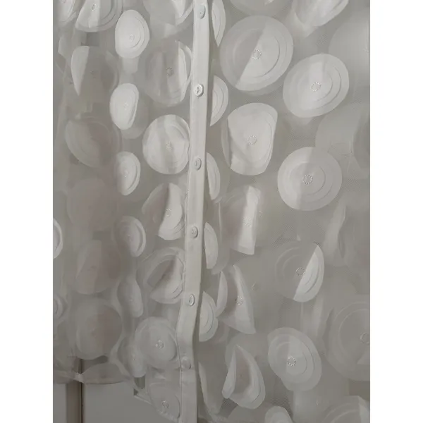 White Sheer Mesh 3D Applique Floral Button Down Blouse Long Sleeve Top M - Image 13