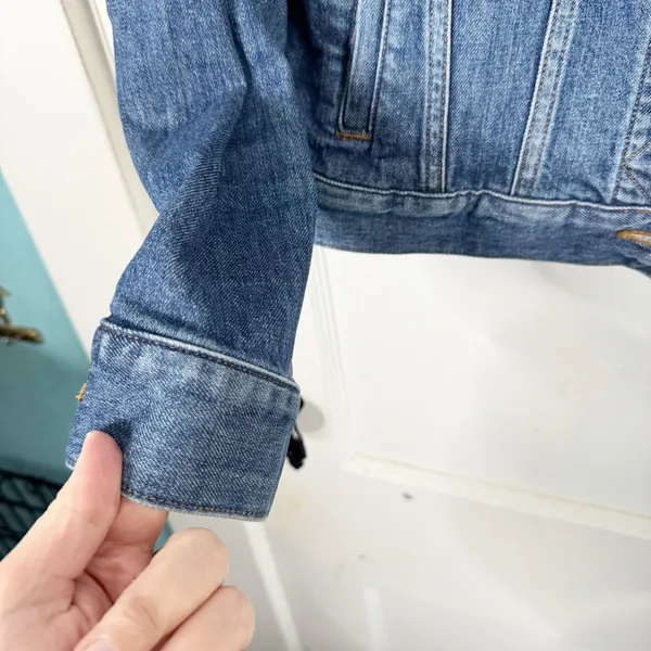 Madewell The Shrunken Stretch Jean Denim Jacket Classic Style Layering Blue S - Image 9