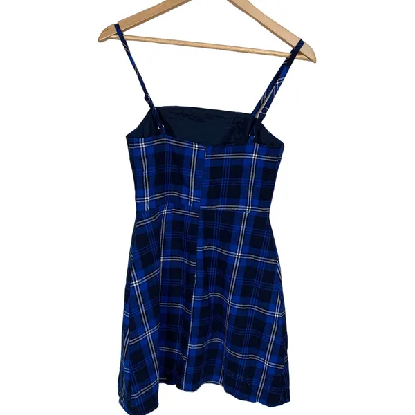 Revolve Blue Plaid Mini Slip Dress XS Grunge Dark Academia 90s Preppy $64 NEW - Image 5