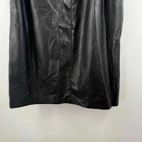 Choosy Skirt SZ Extra Large NWT Black Faux Leather Wrap Midi Bow Tie Waist Vegan - Image 15