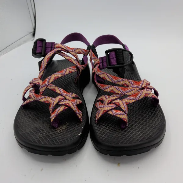 Chaco‎ Z2 Classic Sandals Womens Black Purple Orange Chevron Vibram Made in USA - Image 3