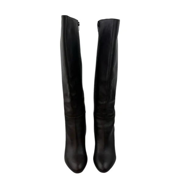 *Marc Fisher Shayna Tall Heeled Boots Womens 7.5 Brown Leather Classic Academia - Image 2