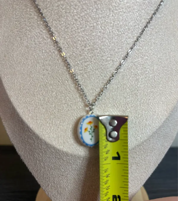 Handmade Silver Porcelain Flower Necklace - Image 6