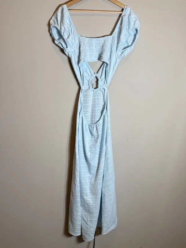 Free People Endless Summer Extra Dose Midi Dress Women's Small Blue Keyhole Boho - Image 13