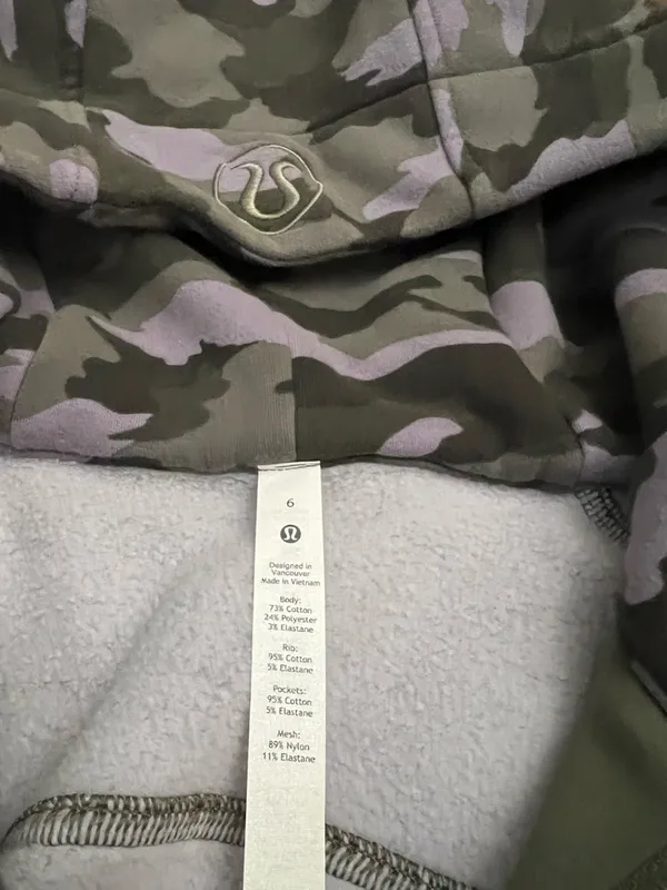 Lululemon Scuba Hoodie 6 Heritage 365 Camo Dusky Lavender Thumbhole Zip - Image 3