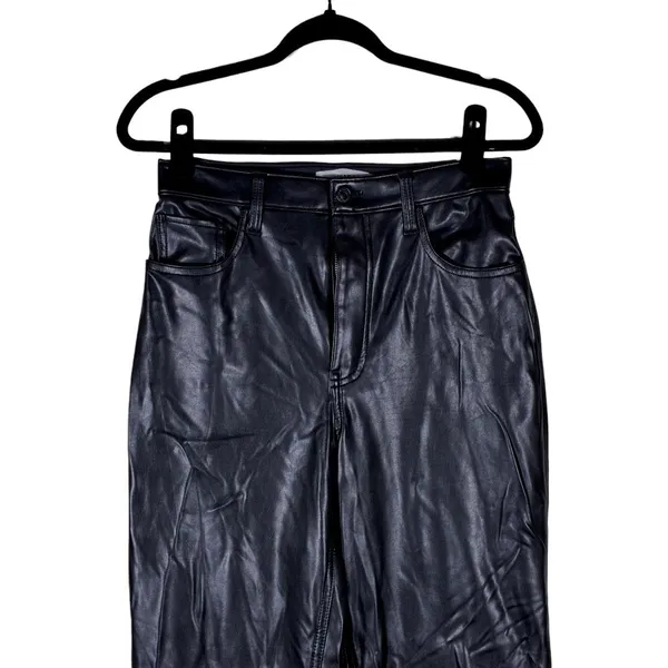 Abercrombie & Fitch 90s Straight Ultra High Rise Faux Leather Pants Black Size 6 - Image 3