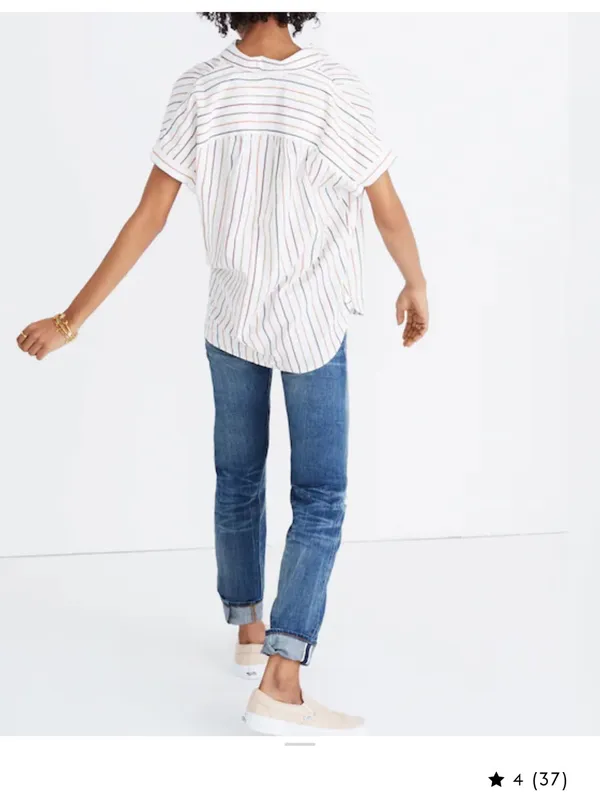 Madewell Central Shirt Oversized Button Front Top Multicolor Sadie Striped L - Image 3