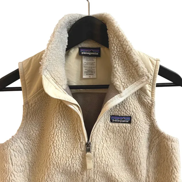 Patagonia Women Fleece Vest Beige Zip‎ Pockets Size S Warm Outdoor Casual - Image 2