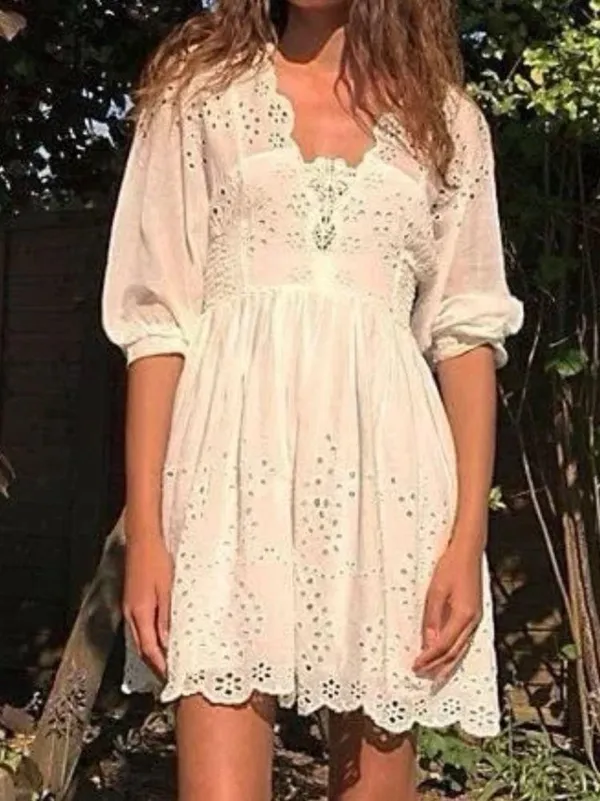 Free People White Eyelet Lottie Dress - Image 3