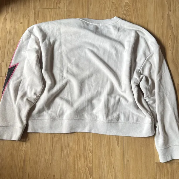 Z Supply Women's Cream Sweatshirt with Pink and Black Lightning Bolt - Image 5