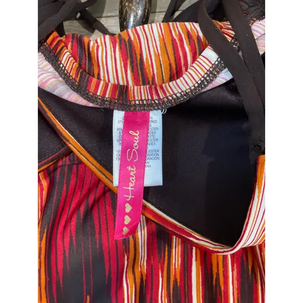 Heart Soul Abstract Racerback Maxi Dress Size M Neutral Bead Detail - Image 3