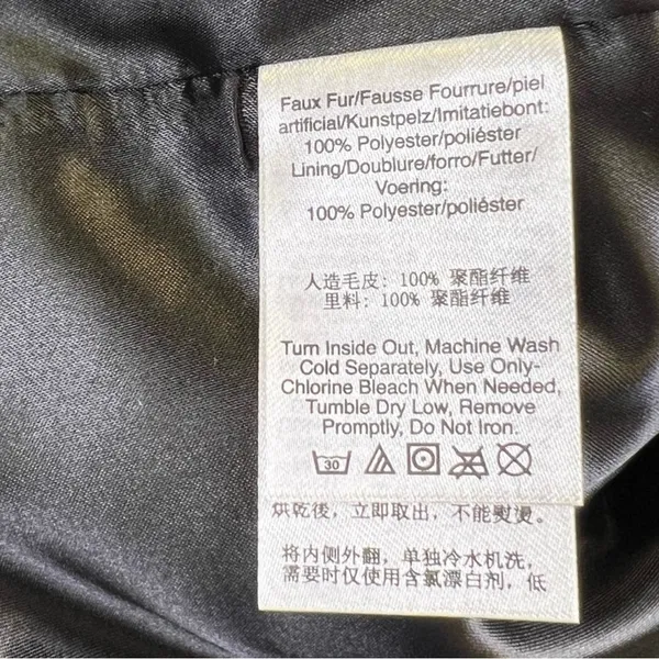 DKNY Women's Black Front‎ Button Down Faux Fur Jacket Coat - Image 8