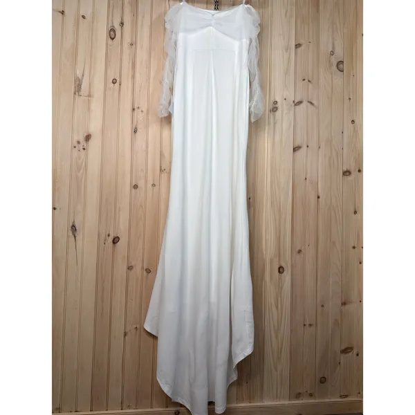 Lulus Beautifully Beloved White Mesh Off-the-Shoulder Maxi Dress Elegant Medium - Image 7